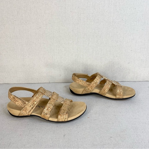 Vionic - Amber Adjustable Strap Cork/Leather Neutral Beachy Sandal - Size 7 - Picture 7 of 13